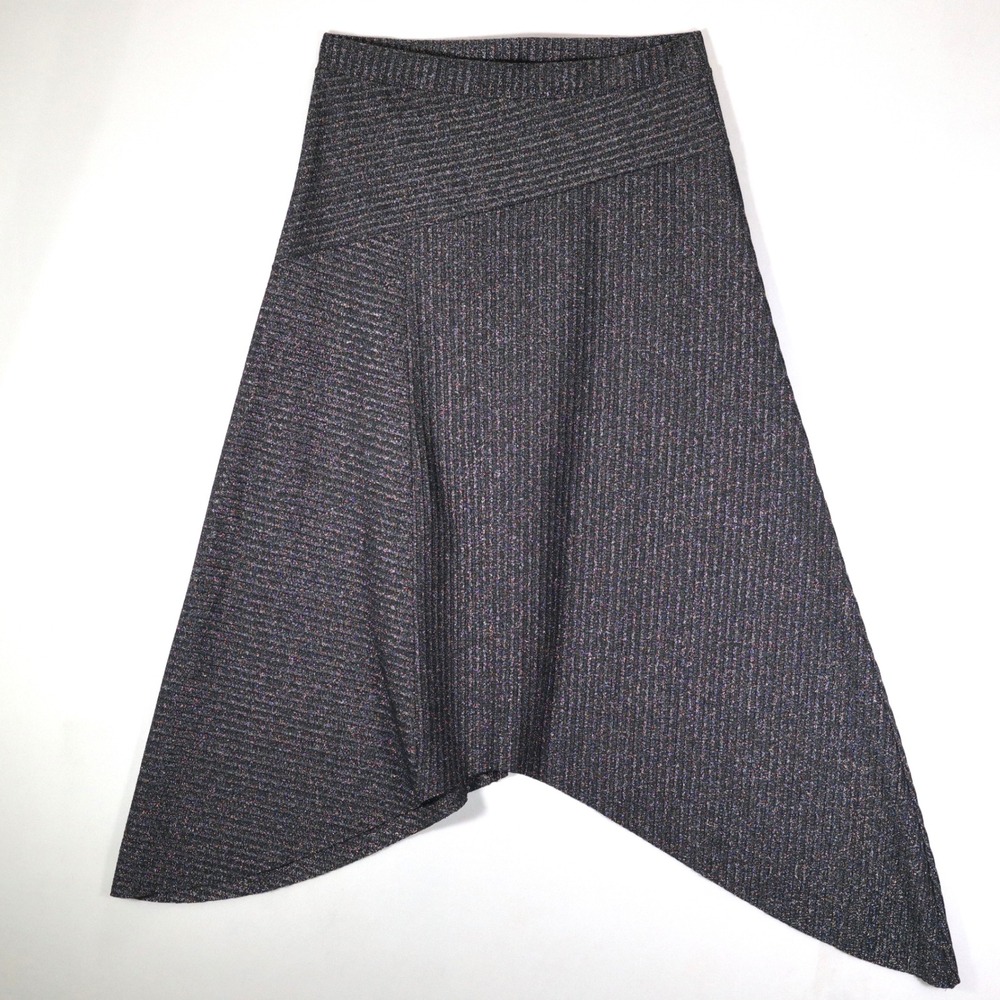 AllSaints Gia Sparkle Skirt Women 6 NWT Dark Silver Metallic Asymmetric Skirt